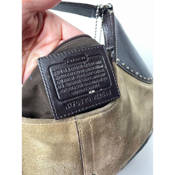 Coach Hamilton Suede Camel Tan Leather Hobo Tote Shoulder Bag Purse Vintage 90s - Picture 6 of 9